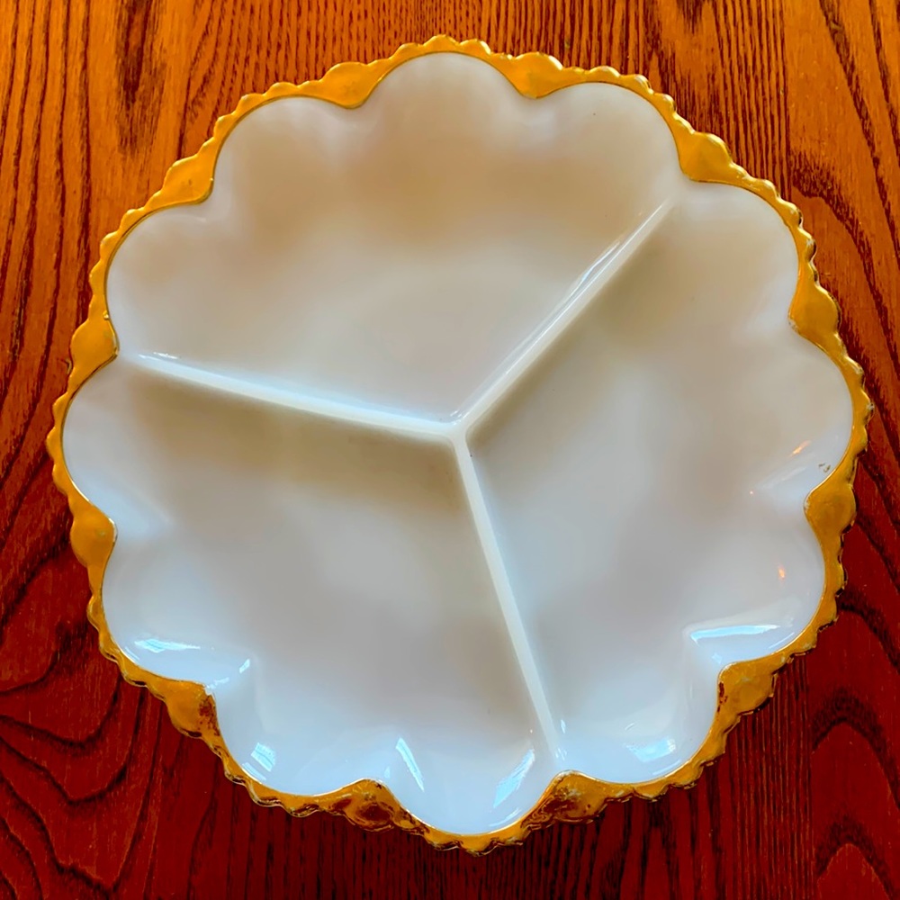 Vintage Anchor Hocking Fire King divided relish dish